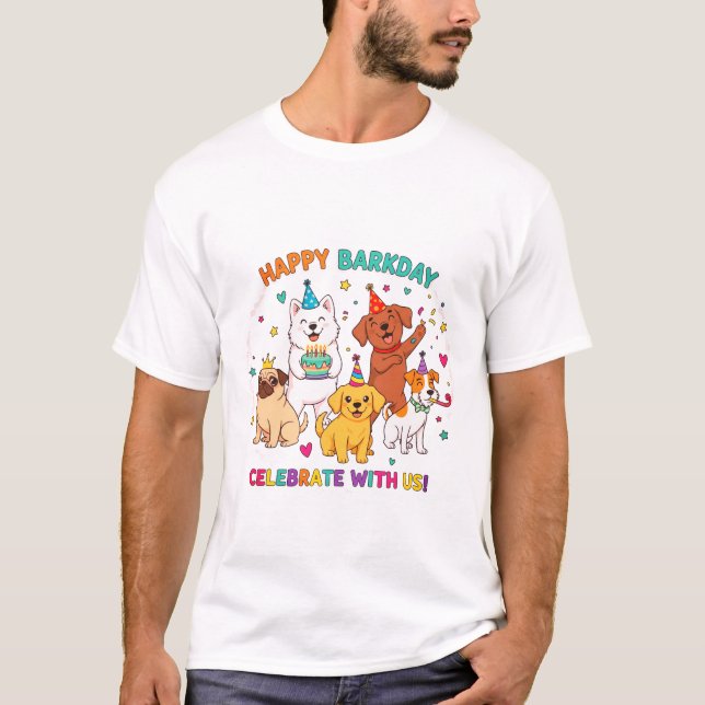 T-shirt Joyeux Barkday Funny Chien Party Tee (Devant)
