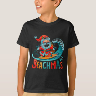 T-shirt Joyeux Beachmas Santa Surfant Design Rétro