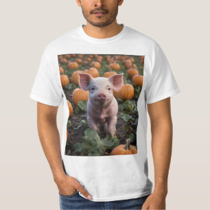 T-shirt Joyeux Bébé Cochon Dans Le Patch Citrouille,