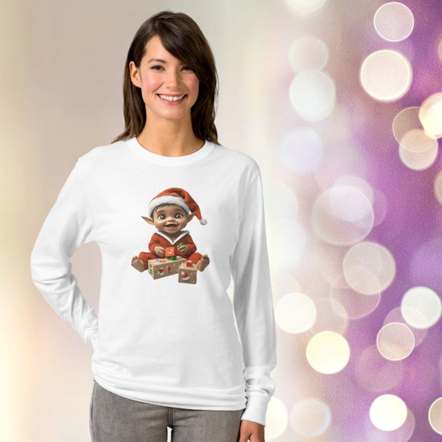 T-shirt Joyeux bébé Noël Elf Drôle féminin (Créateur téléchargé)