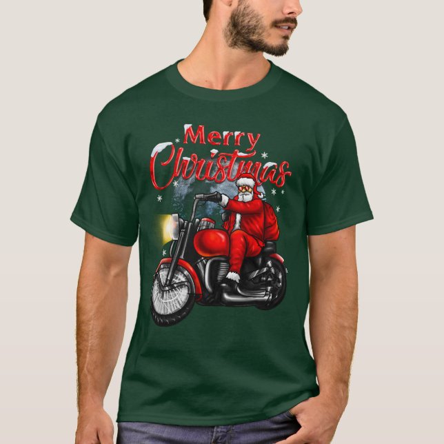 T-shirt Joyeux Biker de Noël Père Noël (Devant)