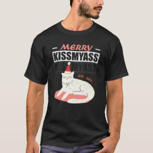 T-shirt Joyeux Bisousaufmoncul Méchant Chat de Noël Avec C