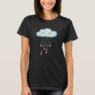 T-shirt Joyeux Blue Rain Nuage Pluie Coeurs roses