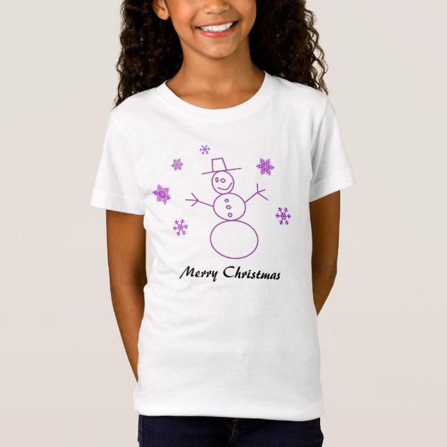 T-Shirt Joyeux bonhomme de neige de Noël (Devant)