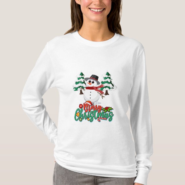 T-shirt Joyeux bonhomme de neige de Noël (Devant)