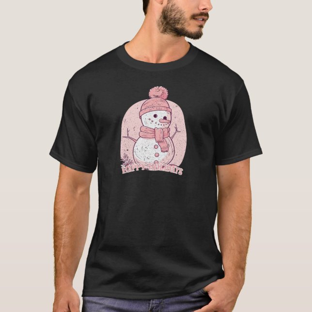 T-shirt Joyeux bonhomme de neige en hiver (Devant)