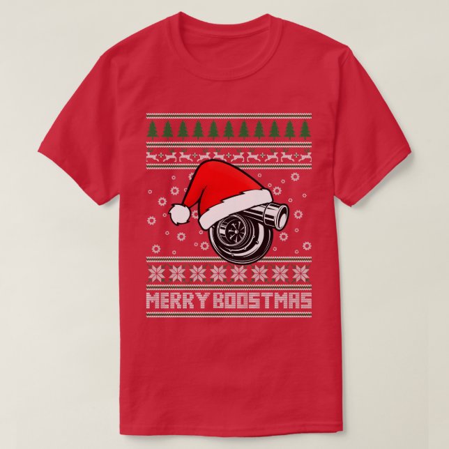 T-shirt Joyeux Boostmas Turbo Noël laid (Design devant)