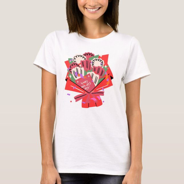 T-shirt Joyeux Bouquet de la Fête des Mères (Devant)