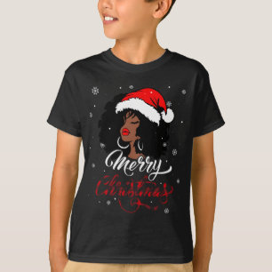 T-shirt Joyeux Buffalo de Noël Plaid Père Noël Afro Americ