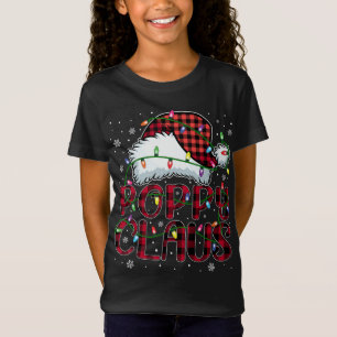 T-Shirt Joyeux Buffalo de Noël Plaid Red Santa Hat Poppy