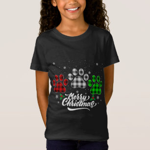 T-Shirt Joyeux Buffalo de Noël Plaid Red White Green Chien