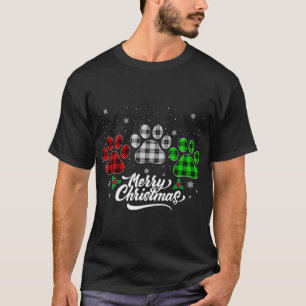 T-shirt Joyeux Buffalo de Noël Plaid Red White Green Chien