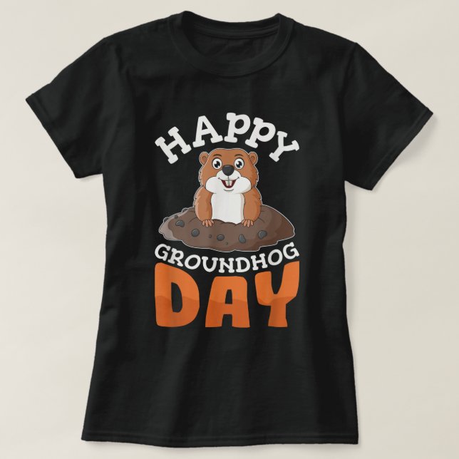 T-shirt Joyeux cadeau de marmotte de fond de jour (Design devant)
