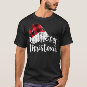 T-shirt Joyeux cadeau de Noël mignon Plaid Santas Casquett