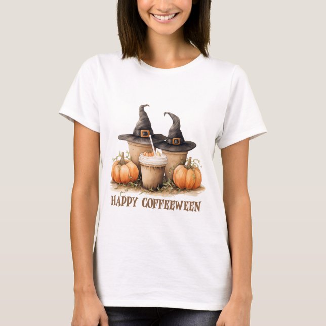 T-shirt Joyeux café entre Halloween sorcière café (Devant)