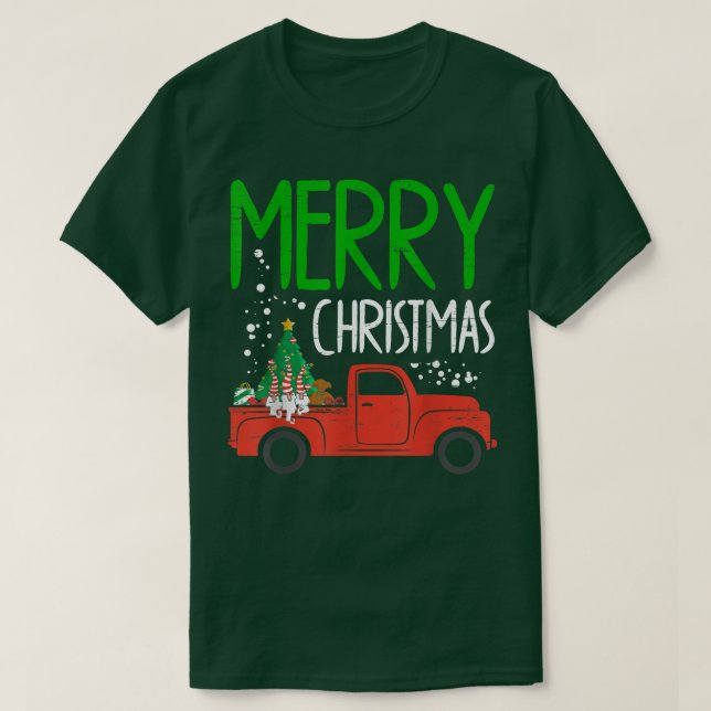 T-shirt Joyeux Camion de Noël Arbre de Noël Gnome Fête (Design devant)