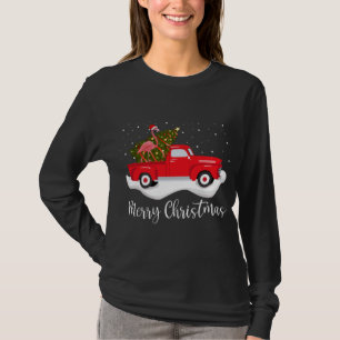 T-shirt Joyeux Camion rouge Arbre de Noël Flamant rose Noë