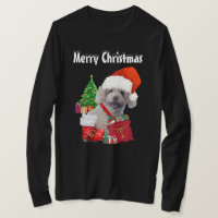 Joyeux caniche de Noël long manches Tee