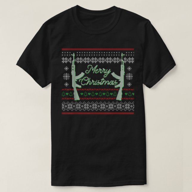 T-shirt Joyeux canon de Noël pour la chasse militaire de N (Design devant)