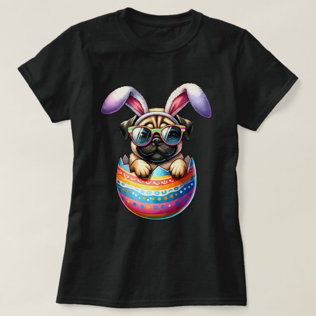 T-shirt Joyeux Carlin Oeuf Joyeux Jour de Pâques Chien Pap (Design devant)