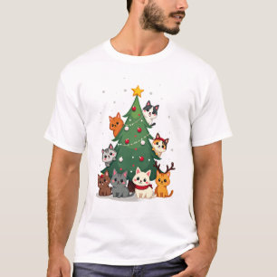 T-shirt Joyeux Cat Noël Drôle Sapin de Noël, Chats Xmas Me