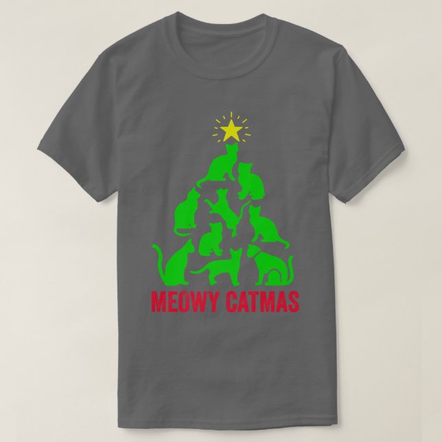 T-shirt Joyeux Catmas Arbre de Noël (Design devant)