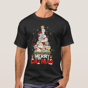 T-shirt Joyeux Catmas Arbre de Noël Hiver Chats Santa Chat