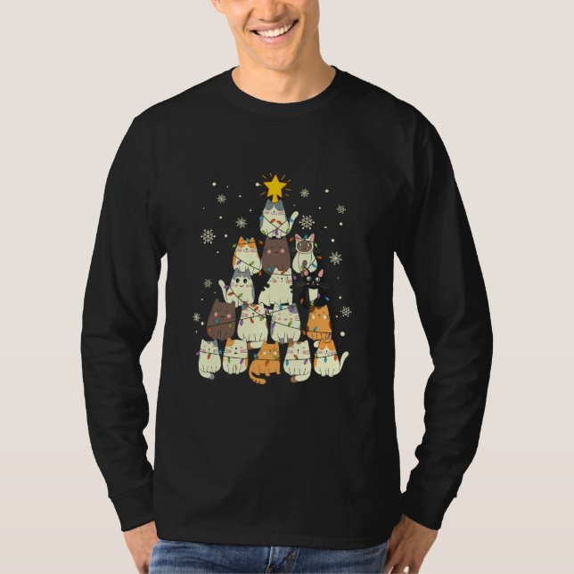 T-shirt Joyeux catmas Chat d'arbre de Noël (Devant)