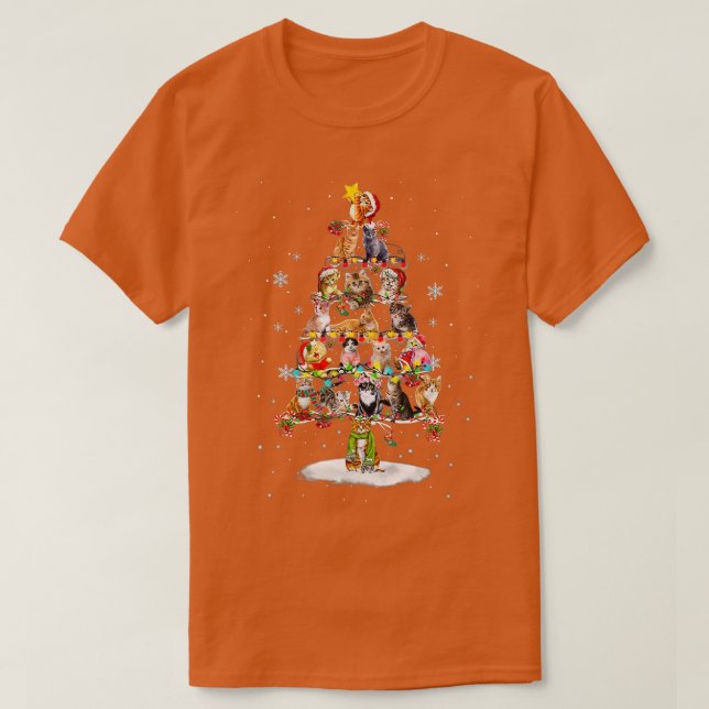 T-shirt Joyeux Catmas Chat Mountain sapin de Noël pas laid (Design devant)