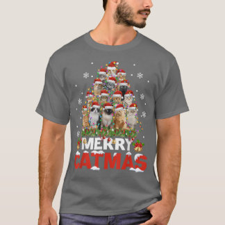 T-shirt Joyeux Catmas Chat Noël Pyjamas Noël Flammes Sueur