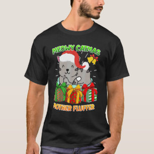 T-shirt Joyeux Catmas Mère Fluffer propriétaire de chats 1