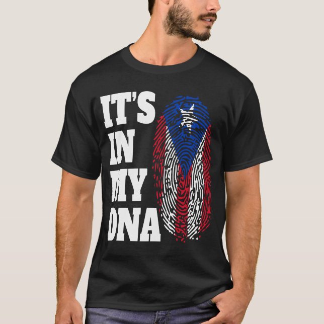T-shirt Joyeux c'est dans mon ADN Porto Rico drapeau ricai (Devant)