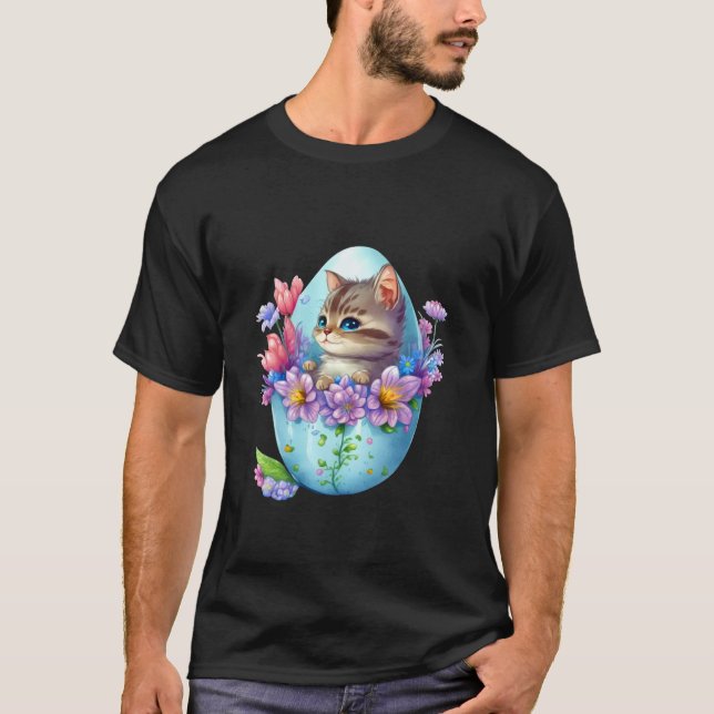 T-shirt Joyeux Chat de Pâques mignon, Printemps Pâques Jou (Devant)