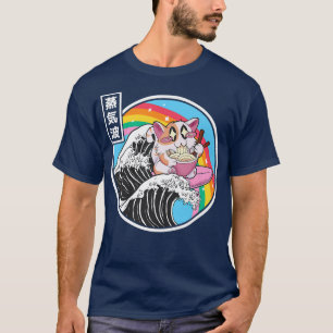 T-shirt Joyeux chat manger Ramen Arc-en-ciel Kanagawa Vape