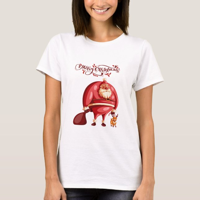 T-shirt Joyeux chemise de Noël, top cadeau festif (Devant)