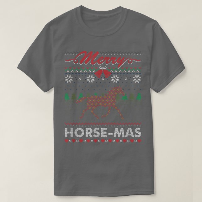 T-shirt Joyeux cheval Horsemas cavalier Vilain pull de Noë (Design devant)