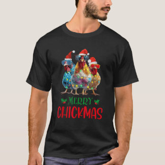 T-shirt Joyeux Chickmas Ornement Lights Poulet Farmer Chri