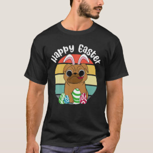 T-shirt Joyeux chien de Carlin Vintage de Pâques rétro, oe