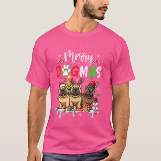 T-shirt Joyeux chien de Noël trois Père Noël Reindeer Elf