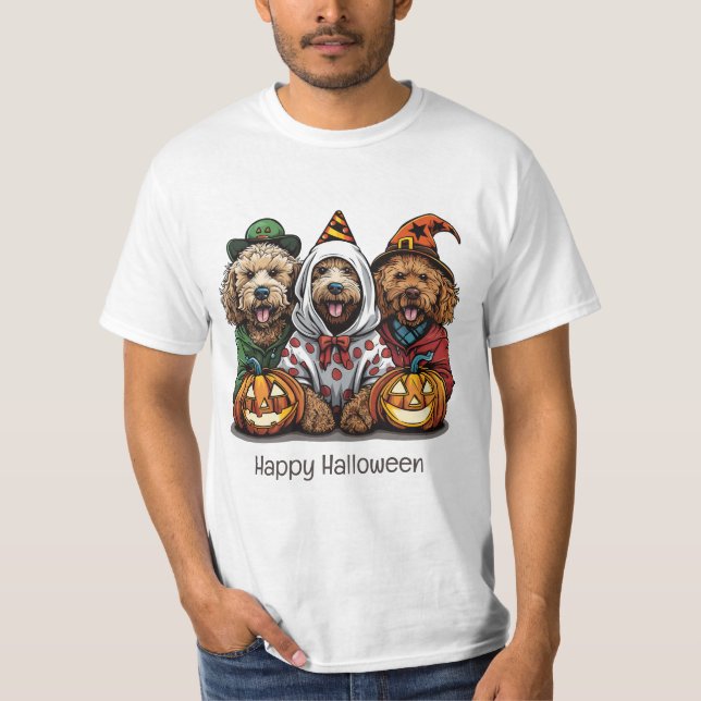 T-shirt Joyeux chien d'Halloween Goldendoodle (Devant)