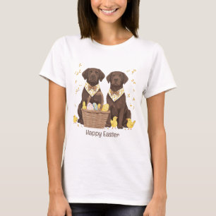 T-shirt Joyeux Chiens de récupération de chocolat de Pâque