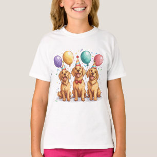 T-shirt Joyeux Chiens d'or d'excursion d'anniversaire