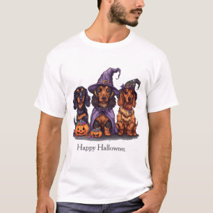 T-shirt Joyeux Chiens sorciers Halloween Dachshund
