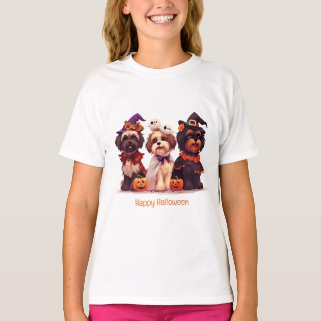 T-shirt Joyeux Chih Tzu Chih Dogs d'Halloween (Devant)