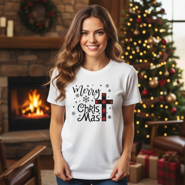 T-shirt Joyeux Christ Mas Noël chrétien (Merry Christ Mas Christian Christmas Holiday T-Shirt)