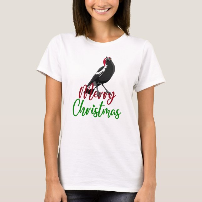 T-shirt Joyeux Christmas Australian magpie tee (Devant)