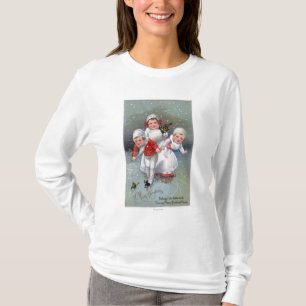 T-shirt Joyeux ChristmasLittle badine le patinage de glace