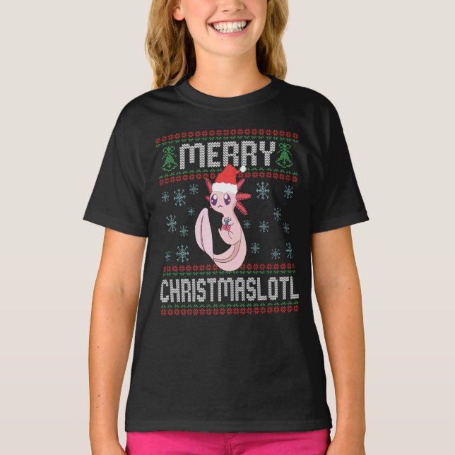 T-shirt Joyeux Christmaslotl mignon Axolotl Doux moche Cad (Devant)