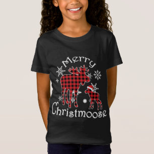 T-Shirt Joyeux Christmoose Moose Buffalo Red Plaid Christm