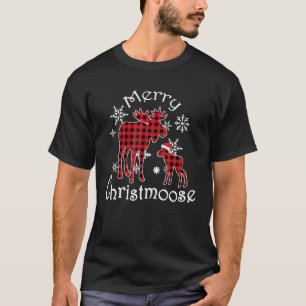 T-shirt Joyeux Christmoose Moose Buffalo Red Plaid Christm